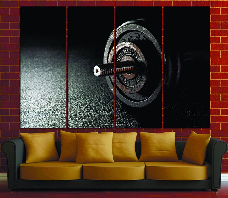 Gym wall art barbell wall art motivation wall art workout wall Etsy