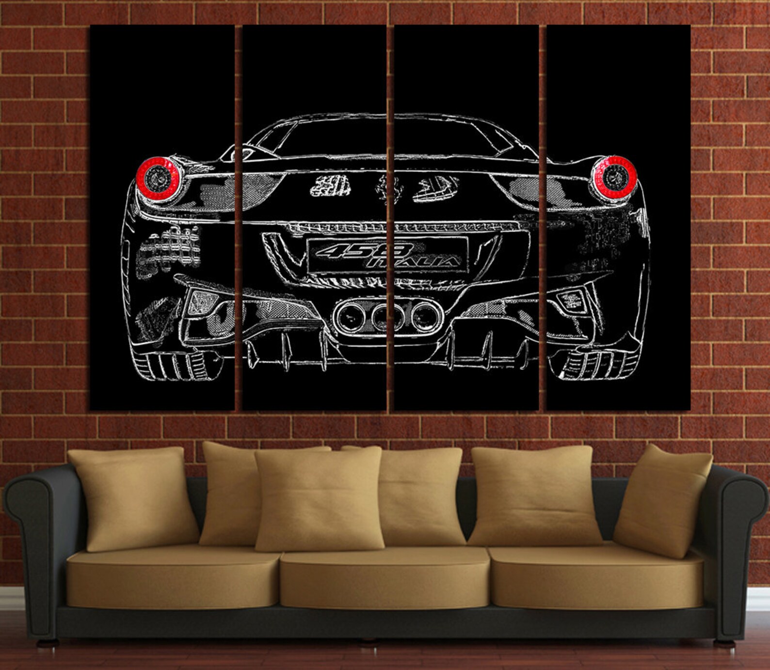 Ferrari 458 Ferrari Wall art Ferrari Canvas Art Ferrari Wall Etsy