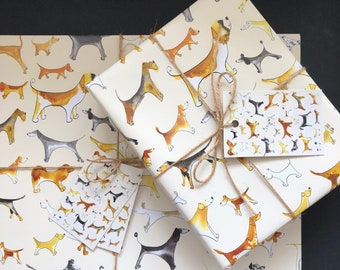 Dog wrapping paper, dog gift wrap, gift for dog lover, dog illustration, hand drawn in pen & ink by Illustration by Abi