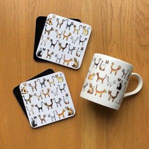 Cat coasters / coasters / cat coasters / Cats / Cat lover / cat gift / kitchen gift / drinks coasters / kitchen / cat / illustration by abi image 1