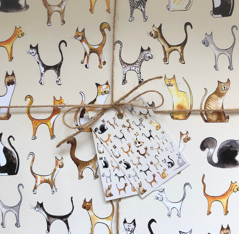 Cat Wrapping Paper Cat Gift Wrap Gift for Cat Lover Cat Etsy