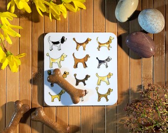 Cockerpoo dog coasters, gift for Cockerpoo lover, dog illustration, hand drawn in pen & ink by Illustration by Abi