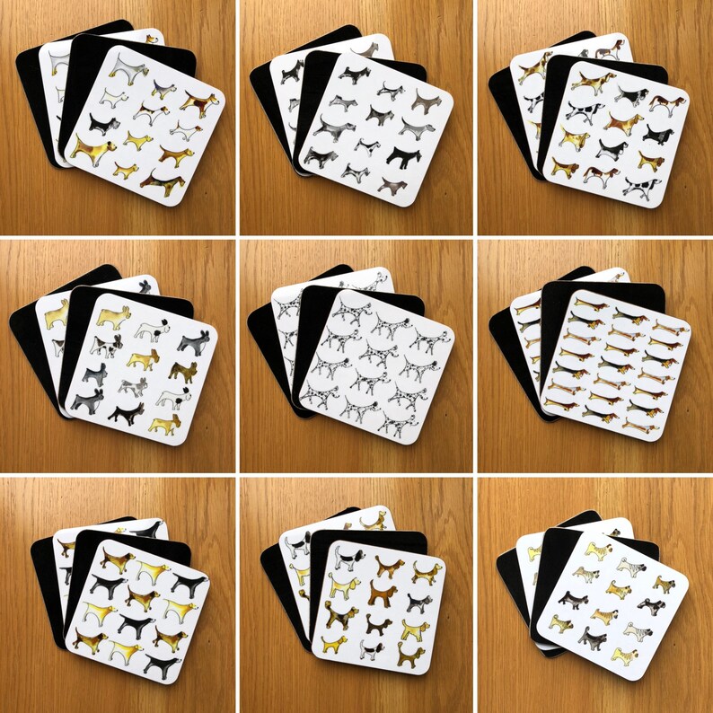 gift for Pug lover dog illustration Pug dog coasters hand drawn in pen /& ink by Illustration by Abi