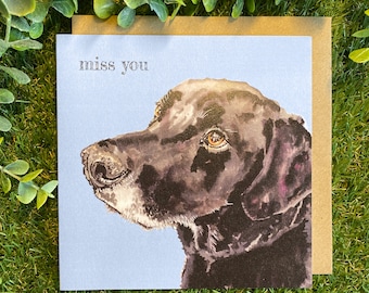 Miss You Colour Pop Dog greeting card, dog greeting card, dog birthday card, dog illustration