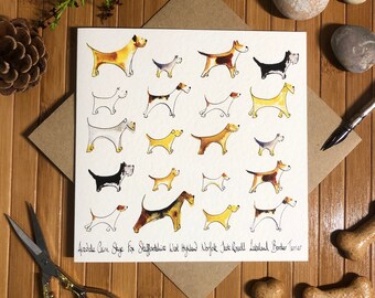 Terrier dog greeting card, terrier card, dog illustration, hand drawn in pen & ink by Illustration by Abi