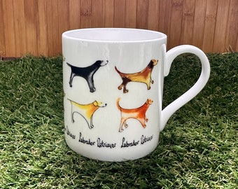 Labrador mug, bone china mug, yellow labrador, black labrador, fox red labrador, labrador retriever, dog lover, dog gift