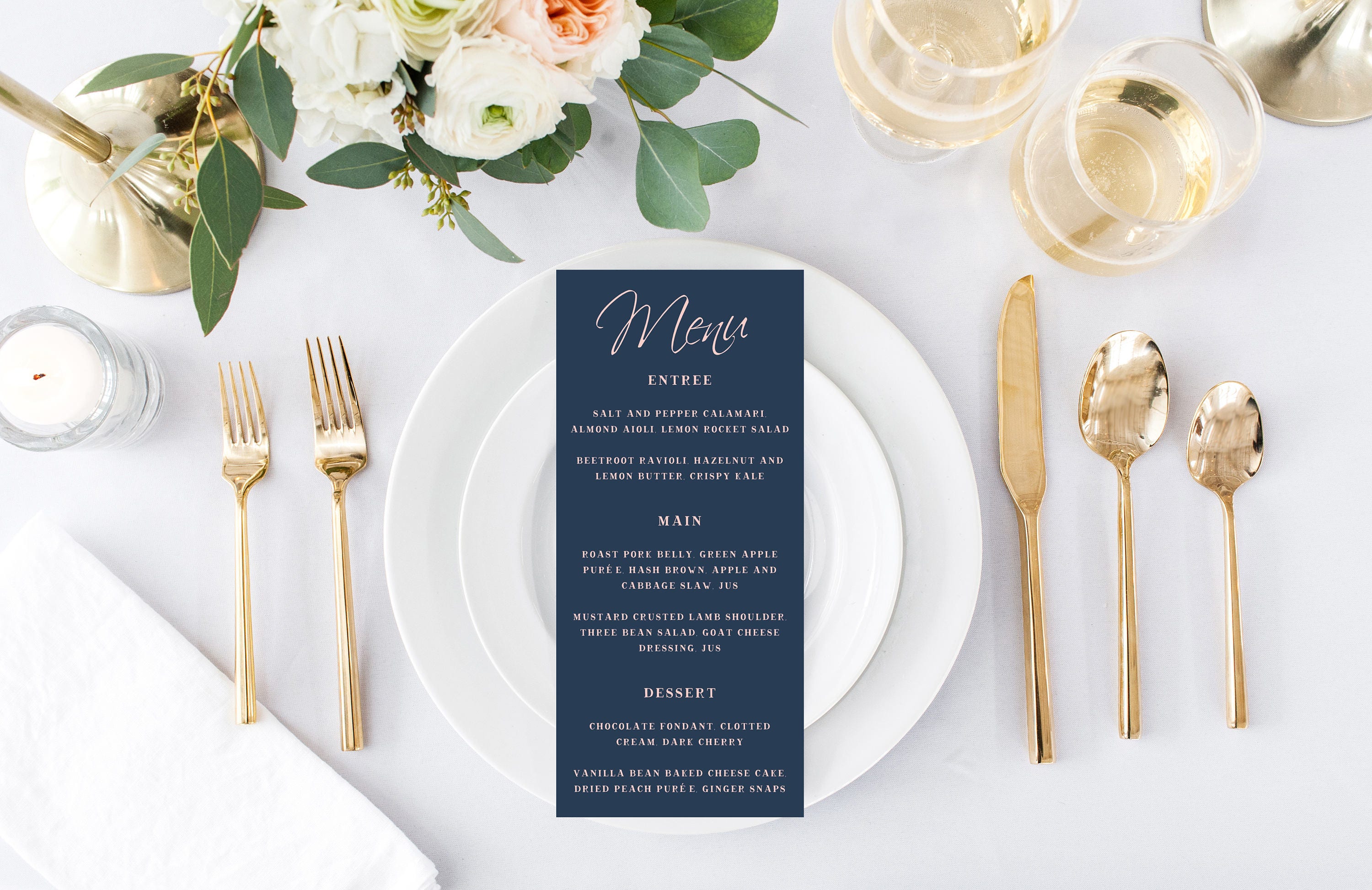 Simple Wedding Menu Printable Wedding Invitation Simple Etsy