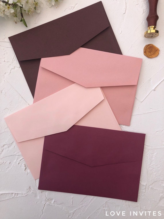 5x7 envelopes invitation envelopes pink envelopes blush etsy