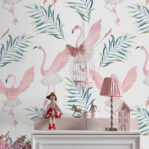 Flamingo Nursery Wallpaper, Nursery Wallpaper, Childrens Nursery