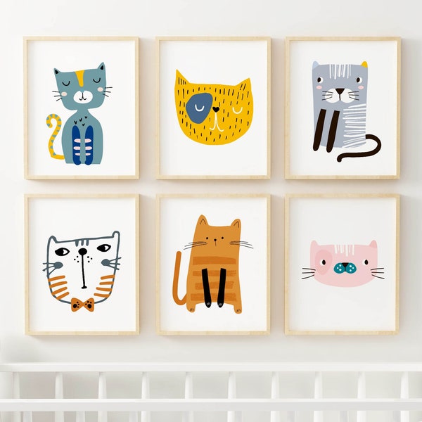 Cats Nursery Prints, Nursery Wall Prints, Childrens Animal Prints, Nursery Wall Art, Cute Animal Prints, Nursery Animal Art Prints, NP#04