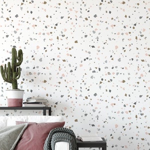Terrazzo Removable Geometric Wallpaper, Water Activated Temporary Stick On Wallpaper Geometric Wall Decor, Removable Wallpaper, G#10