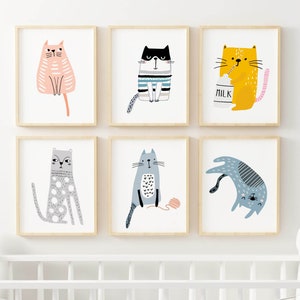 Cats Nursery Prints, Nursery Wall Prints, Childrens Animal Prints, Nursery Wall Art, Cute Animal Prints, Nursery Animal Art Prints, NP#05