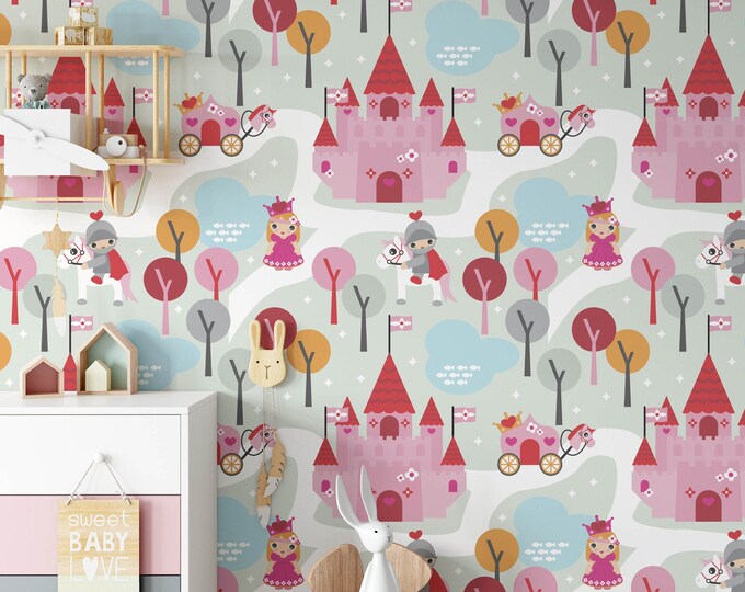 Princess Nursery Wallpaper Mural, Removable Princess Wallpaper, Girls ...