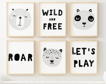 Safari Nursery Prints, Nursery Wall Prints, Childrens Animal Prints, Nursery Wall Art, Cute Animal Prints, Nursery Animal Art Prints, NP#17