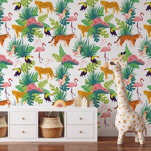 Safari Kinderzimmer Tapete, niedliche Tiere Kinderzimmer Wandkunst, Baby & Kleinkind Kinderzimmer Dekor, abnehmbares Dschungel Thema Tier Spielzimmer Wandbild
