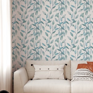 Fond d'écran floral amovible, bâton temporaire activé par l'eau sur le décor mural floral de papier peint, papier peint amovible floral, F #190