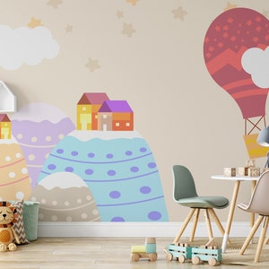 Mountain Nursery Wallpaper, Mountain Wallpaper, Removable Nursery Wallpaper, Childrens Mountain Wall Mural, Custom Nursery Wallpaper N#56