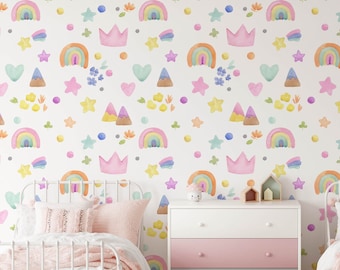 Sunshine Nursery Wallpaper, Removable Temporary Stick On Wallpaper Childrens Nursery Wallpaper, Childrens Removable Wallpaper, N#527