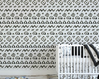 Boho Nursery Wallpaper, Removable Temporary Stick On Wallpaper Childrens Nursery Decor, Childrens Removable Wallpaper, N#110