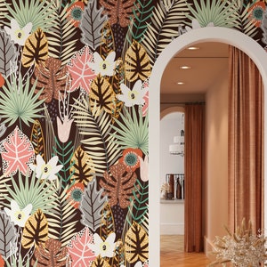 Papel pintado moderno geométrico extraíble, decoración de baño y  dormitorio, arte de pared con característica de entrada abstracta, mural  decorativo floral con acento de oficina -  México