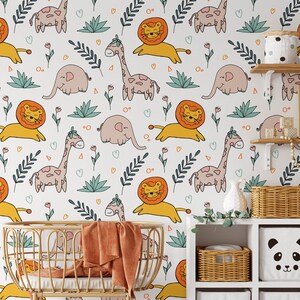 Safari Nursery Wallpaper, Jungle Nursery Wallpaper, Childrens Safari Nursery Wallpaper, Children's Removable Custom Nursery Wallpaper N#471