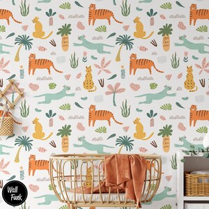Safari Nursery Wallpaper, Removable Temporary Stick On Wallpaper Childrens Safari Nursery Wallpaper, Childrens Removable Wallpaper, N#449