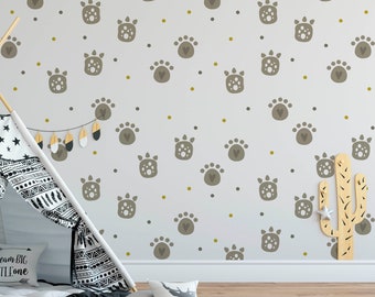 Boho Animal Wallpaper, Removable Childrens Nursery Wallpaper, Minimalistic pre-pasted Adhesive Wallpaper, Removable Nursery Wallpaper N#410
