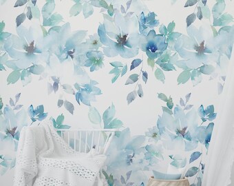 Floral Nursery Wallpaper, Nursery Wallpaper, Childrens Nursery Wallpaper, Nursery Floral Wallpaper, Removable Wallpaper Nursery N#557