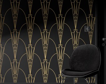 Modern Geometric Art Deco Wallpaper Etsy