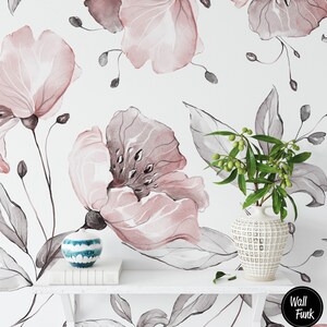 Watercolor Floral Wallpaper, Floral Wallpaper, Removable Floral Wallpaper, Watercolor Wallpaper, Temporary Adhesive Floral Wallpaper F#87