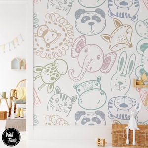 Safari Kinderzimmer Tapete, niedliche Tiere Kinderzimmer Wandkunst, Baby & Kleinkind Kinderzimmer Dekor, abnehmbares Dschungel Thema Tier Spielzimmer Wandbild