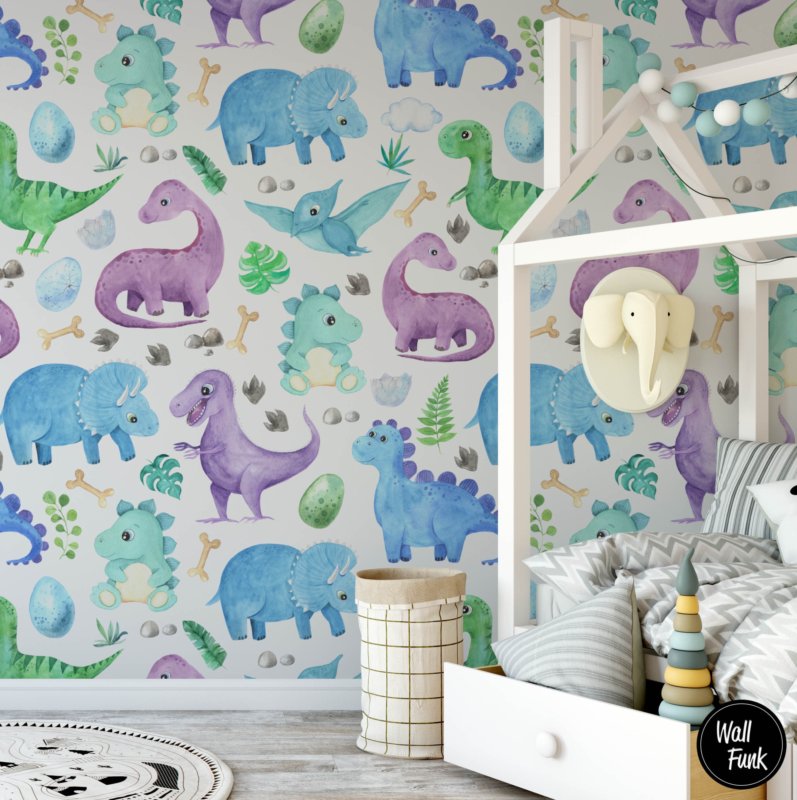 Dinosaur Wallpaper Removable Dinosaur Nursery Wallpaper Etsy UK