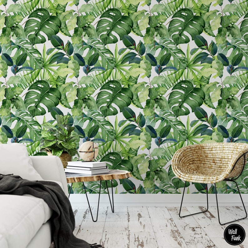 Banana Leaf Wallpaper Removable Banana Leaf Wallpaper Floral - Etsy UK