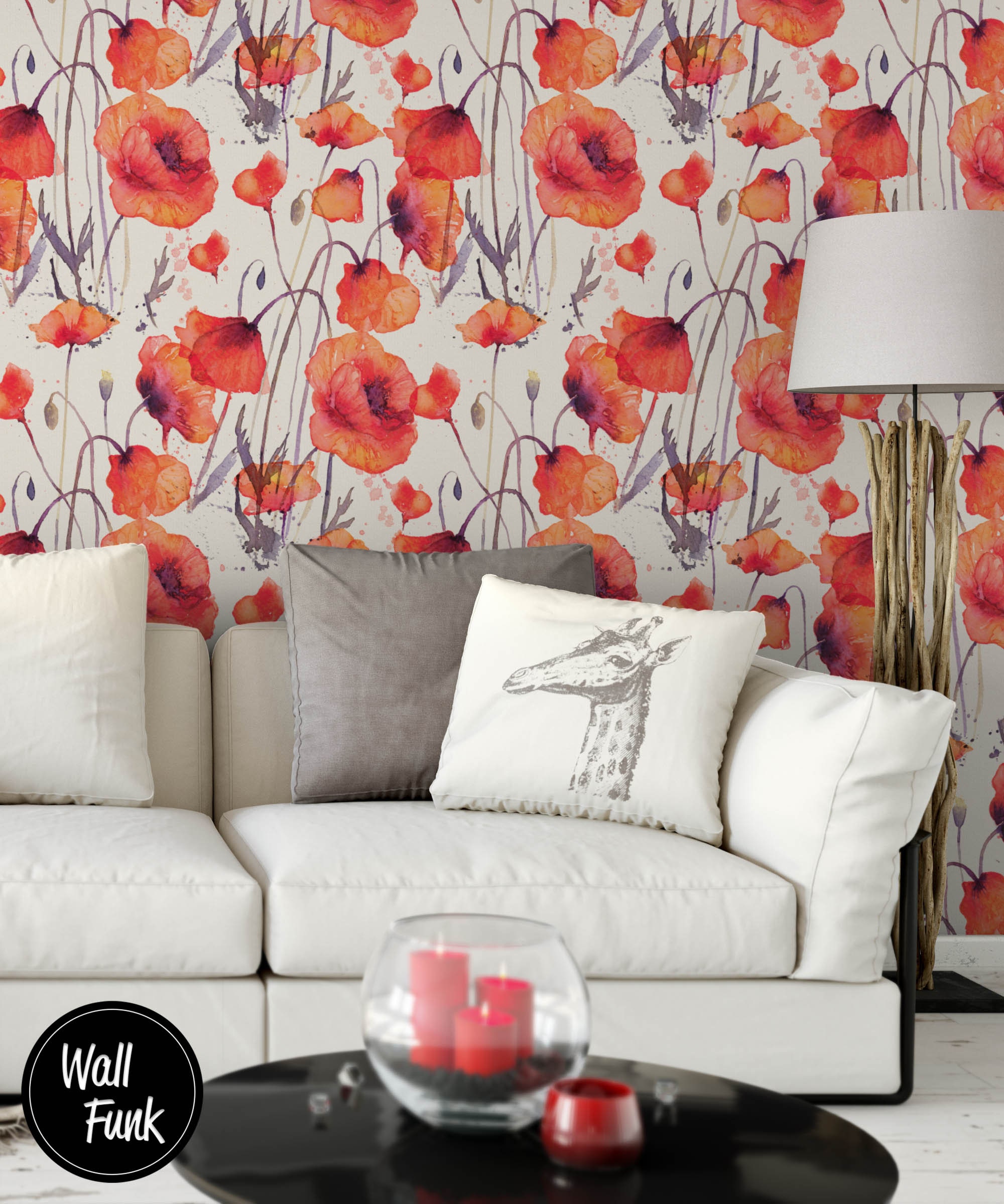 Poppy Floral Wallpaper Poppy Wallpaper Floral Wallpaper - Etsy UK