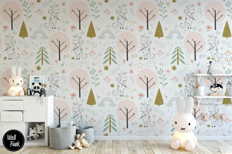 Unicorn Nursery Wallpaper Removable Nursery Wallpaper Etsy