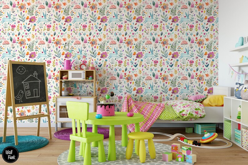 Floral Nursery Wallpaper Nursery Wallpaper Childrens Nursery Etsy UK