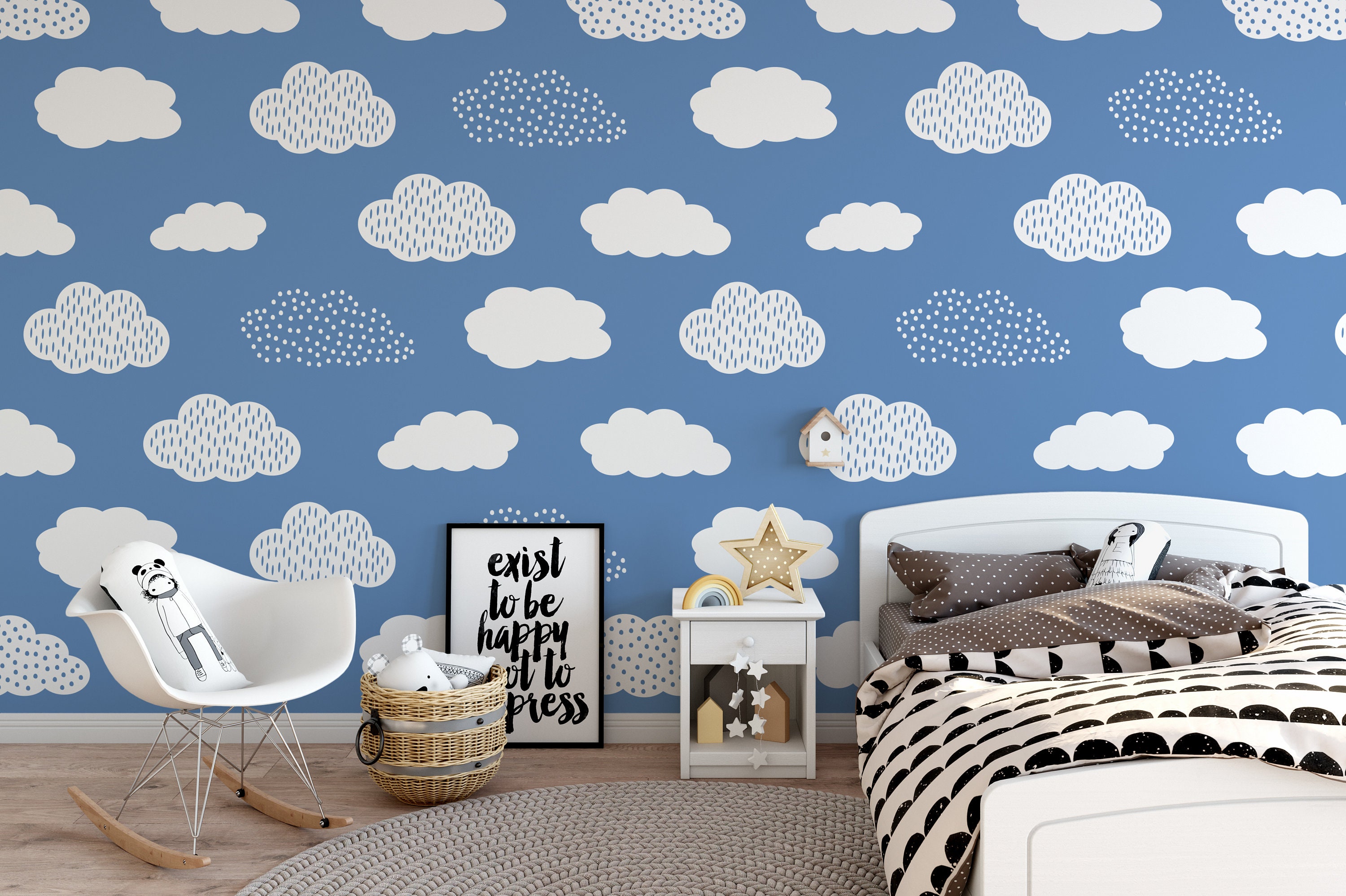 Clouds Nursery Wallpaper Cloud Wallpaper Removable Nursery | Etsy