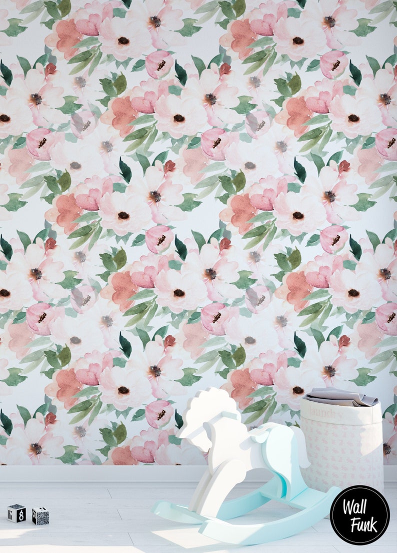 Floral Nursery Wallpaper Nursery Wallpaper Childrens Nursery Etsy UK