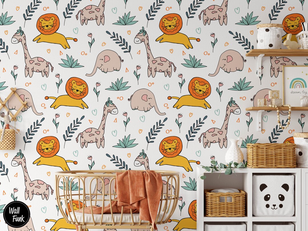 Safari Nursery Wallpaper, Jungle Nursery Wallpaper, Childrens Safari