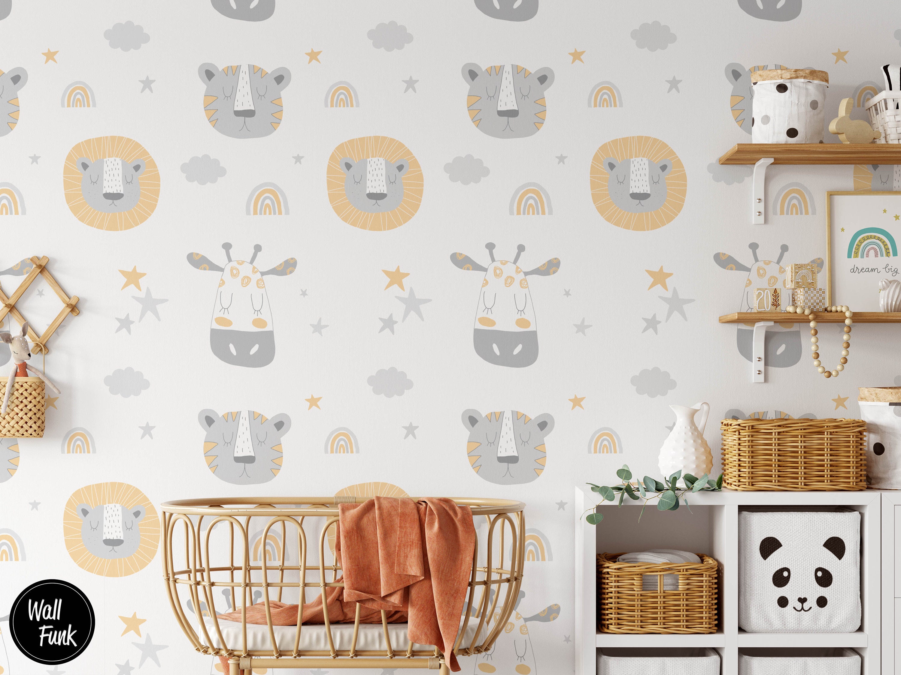 Safari Nursery Wallpaper Removable Temporary Jungle Wallpaper Etsy
