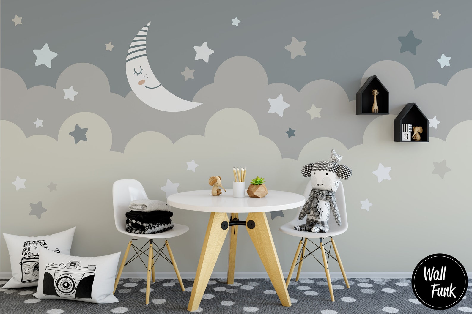 Stars and Moon Nursery Wallpaper Removable Nursery Wallpaper Etsy UK