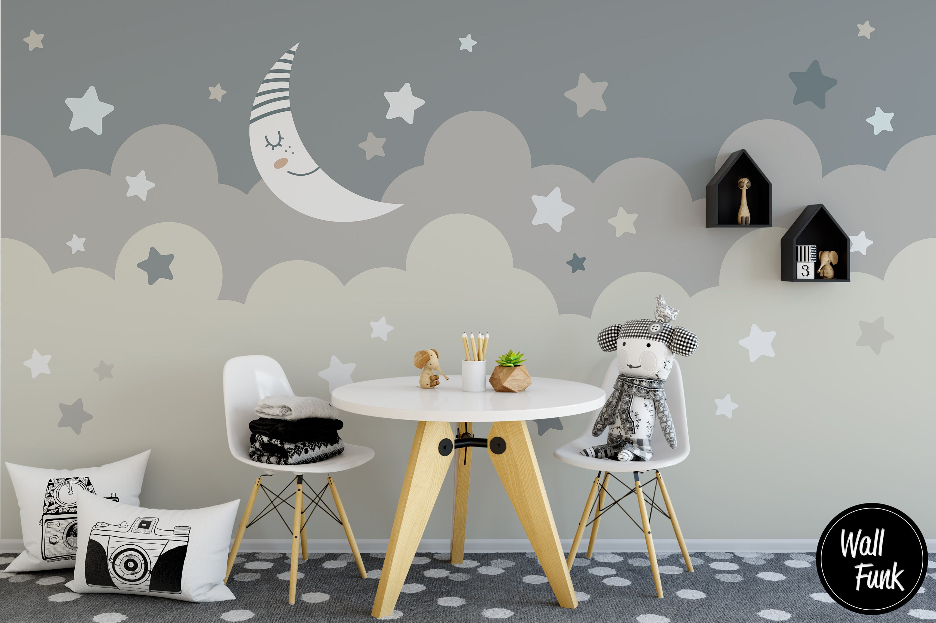 Stars and Moon Nursery Wallpaper Removable Nursery Wallpaper Etsy Canada
