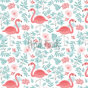 Flamingo Nursery Wallpaper, Nursery Wallpaper, Childrens Nursery Wallpaper, Nursery Floral Wallpaper, Removable Wallpaper Nursery, N164 image 4