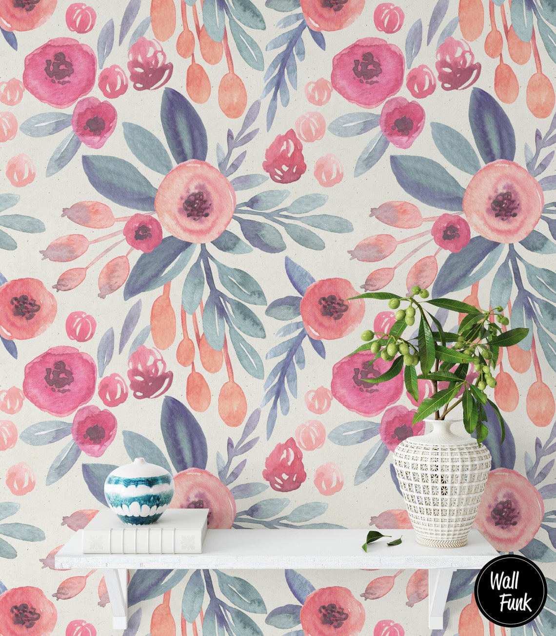 Removable Floral Wallpaper Floral Removable Wallpaper Floral Etsy