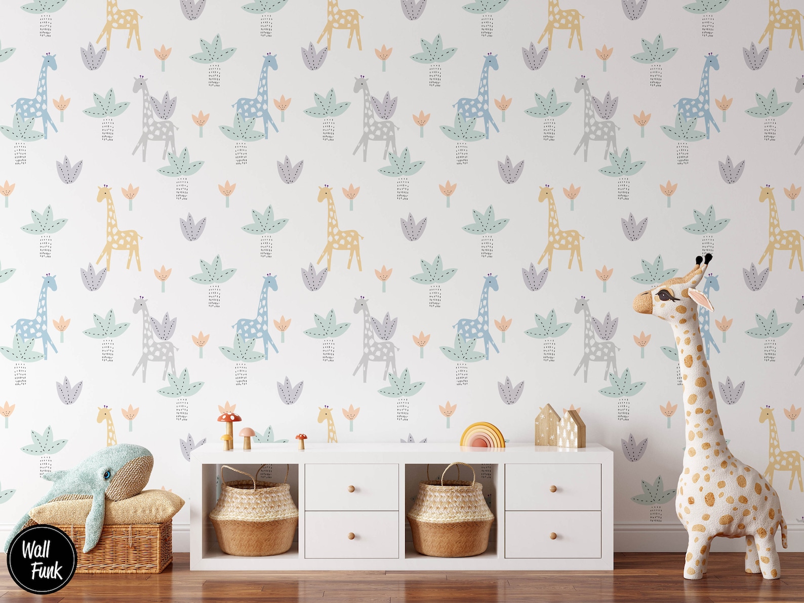 Giraffe Nursery Wallpaper Pre Pasted Removable Nursery Etsy