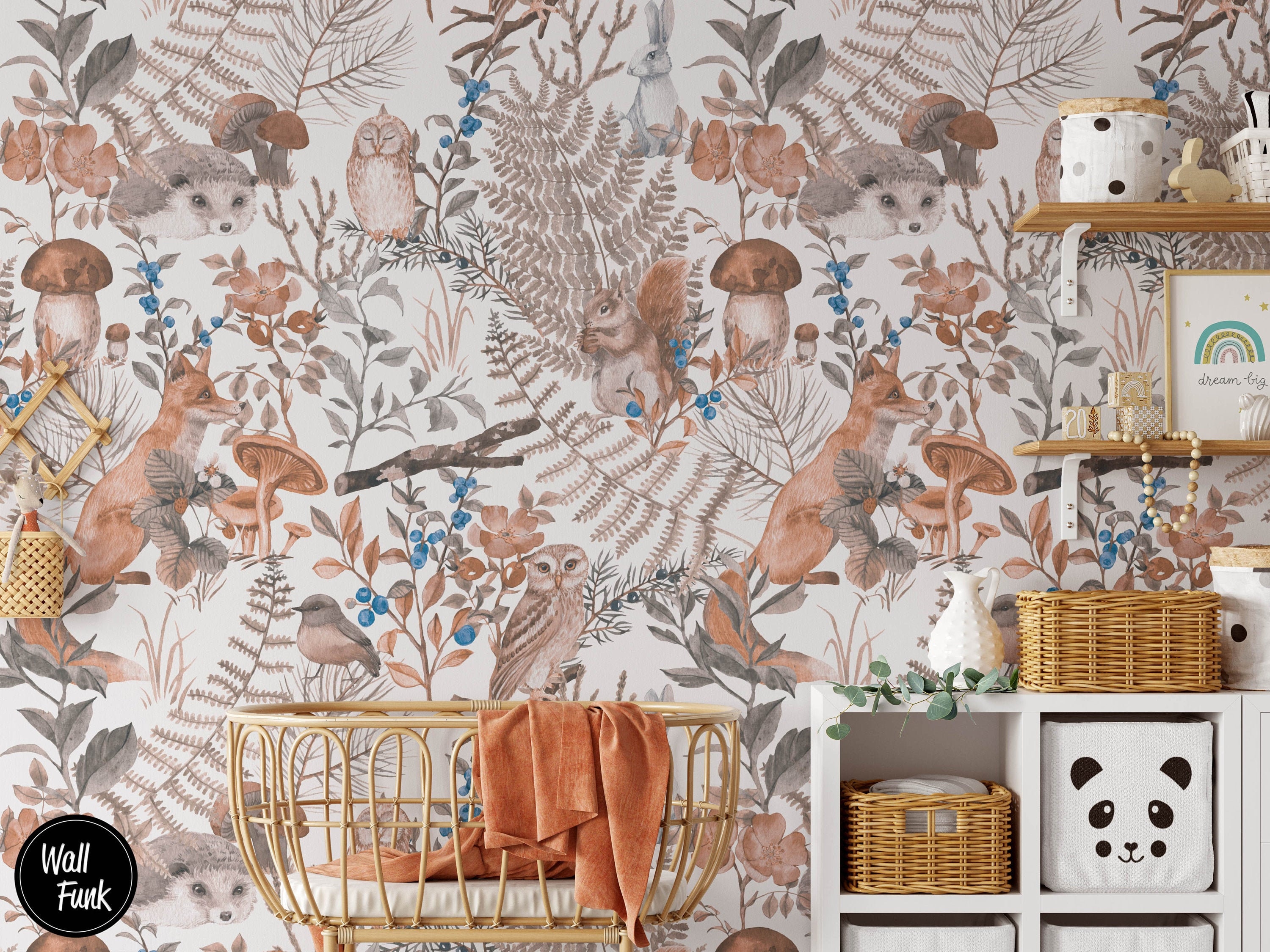 Woodland Nursery Wallpaper Removable Nursery Wallpaper Etsy