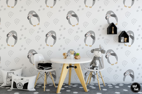 dienen Kikker dodelijk Penguin Nursery Wallpaper Verwijderbare Muurschildering - Etsy België