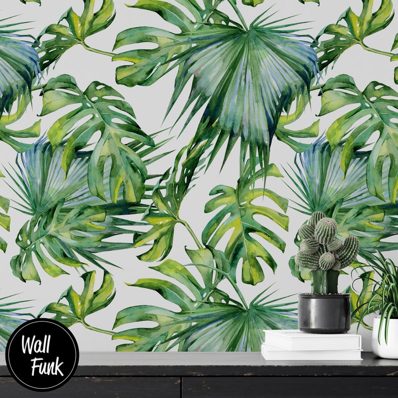 Banana Leaf Wallpaper Removable Banana Leaf Wallpaper Floral Etsy