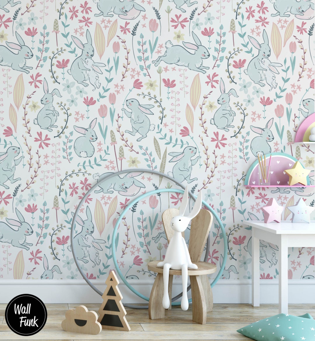 Rabbit Nursery Wallpaper Removable Nursery Wallpaper - Etsy UK