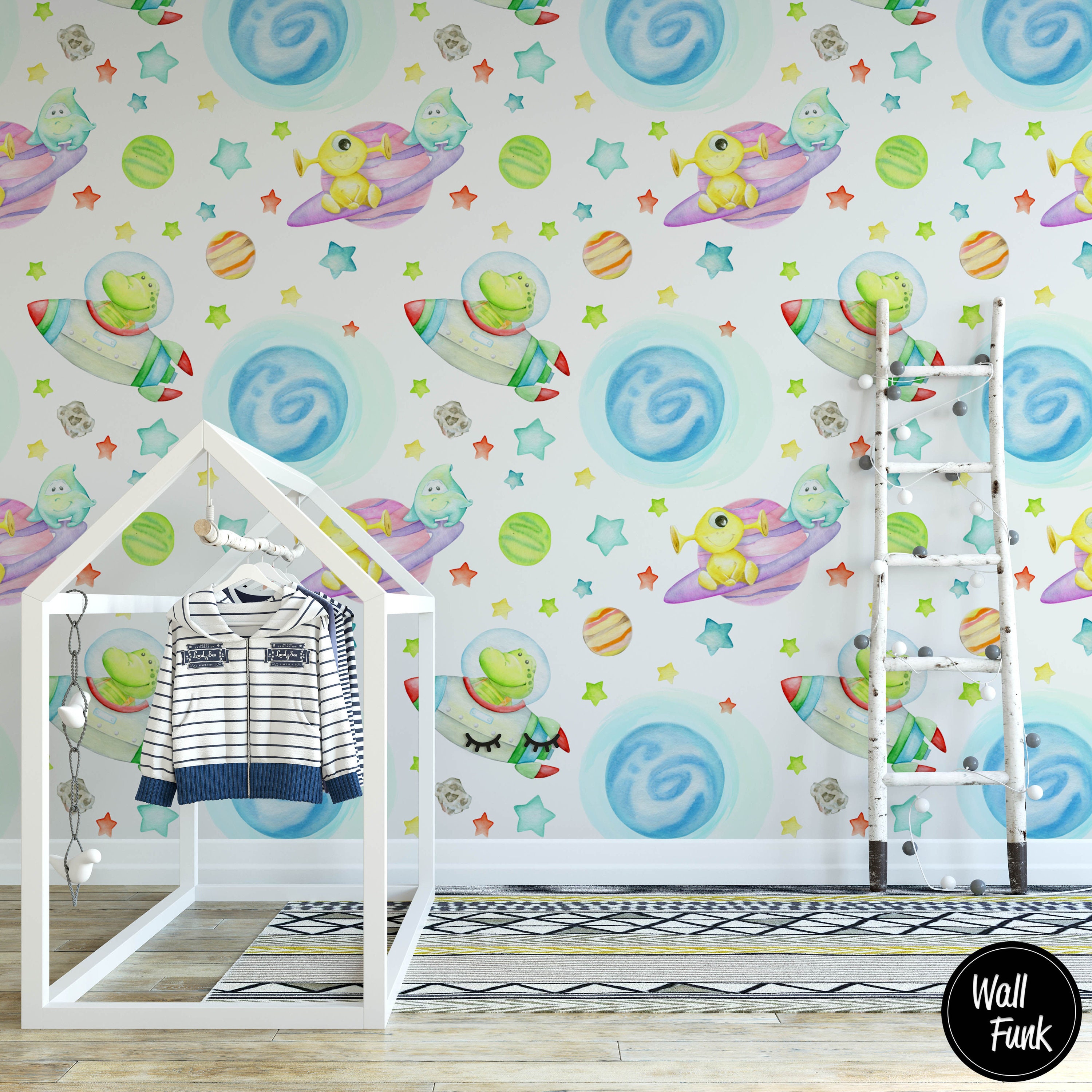 Alien Nursery Wallpaper Space Nursery Wallpaper Nursery Etsy